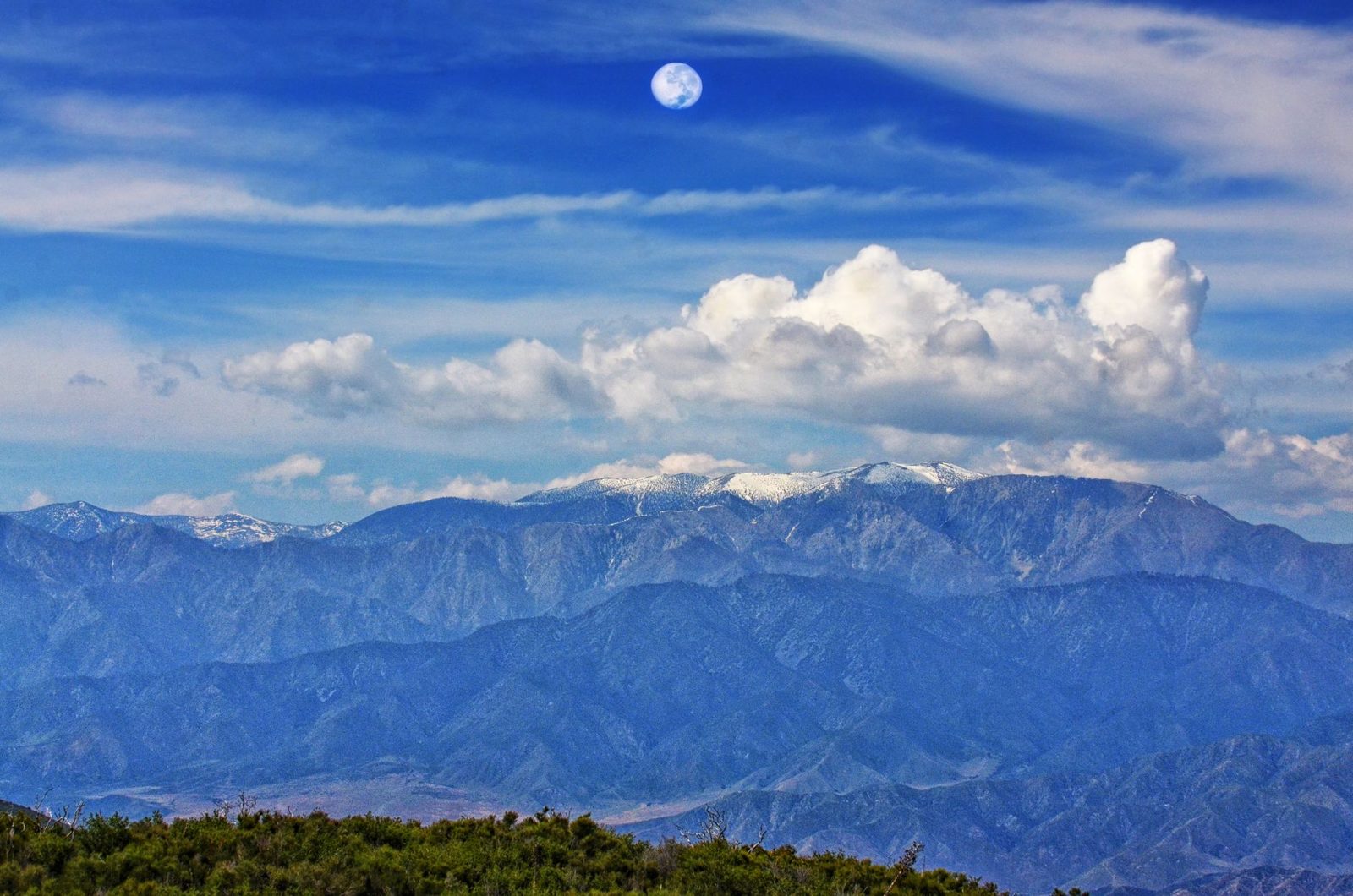 The San Gabriel Mountains with snow above the valley