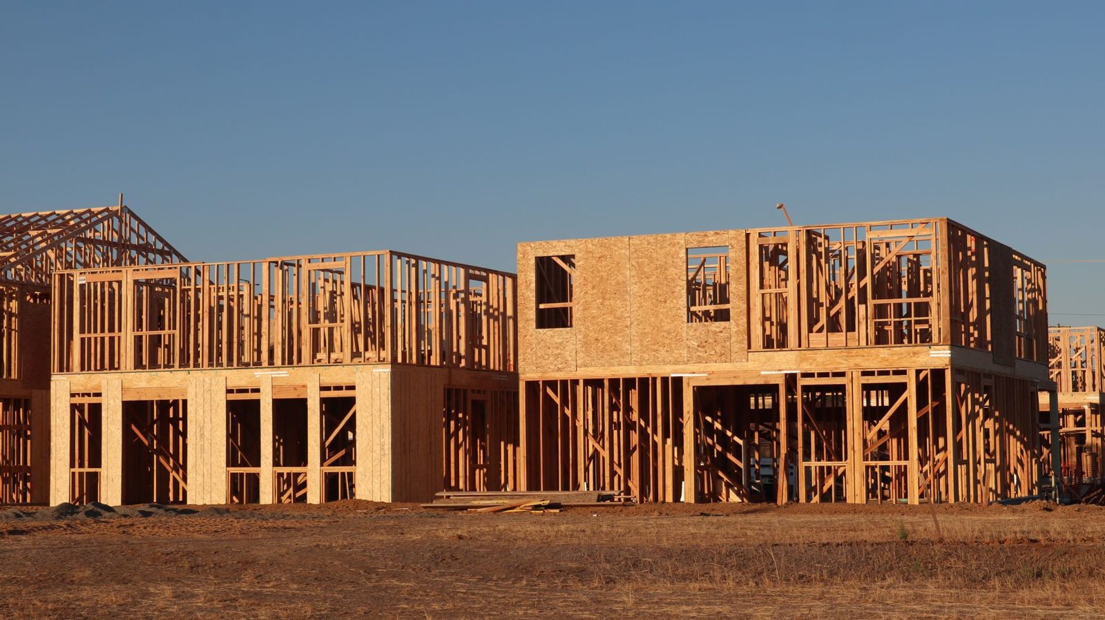 New wood framing going up on residential lots