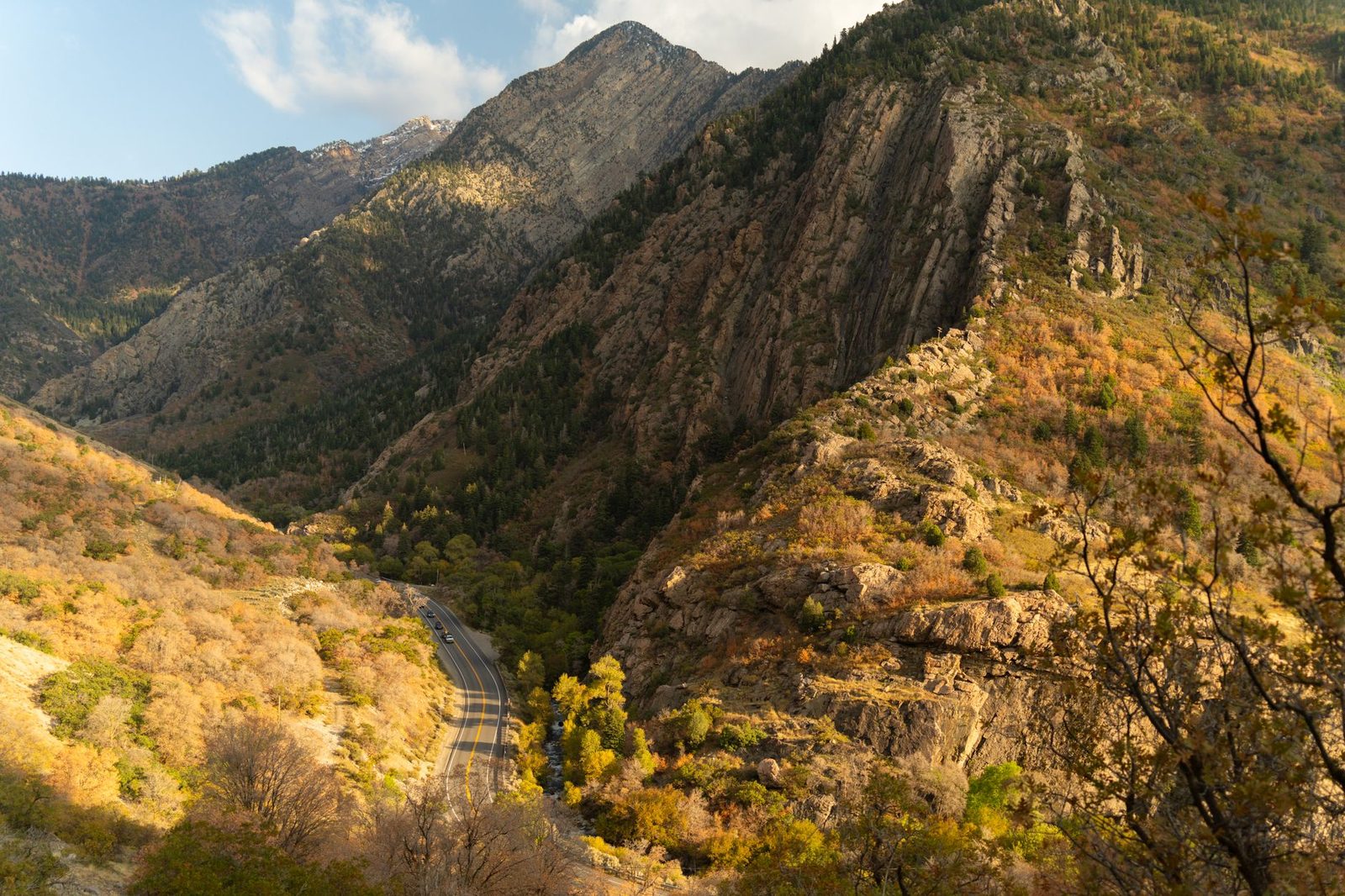 Big Cottonwood Canyon in fall color above the Salt Lake Valley